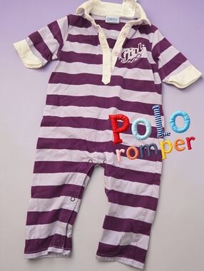 *1042 polo rugby romper Girls 6-9 months